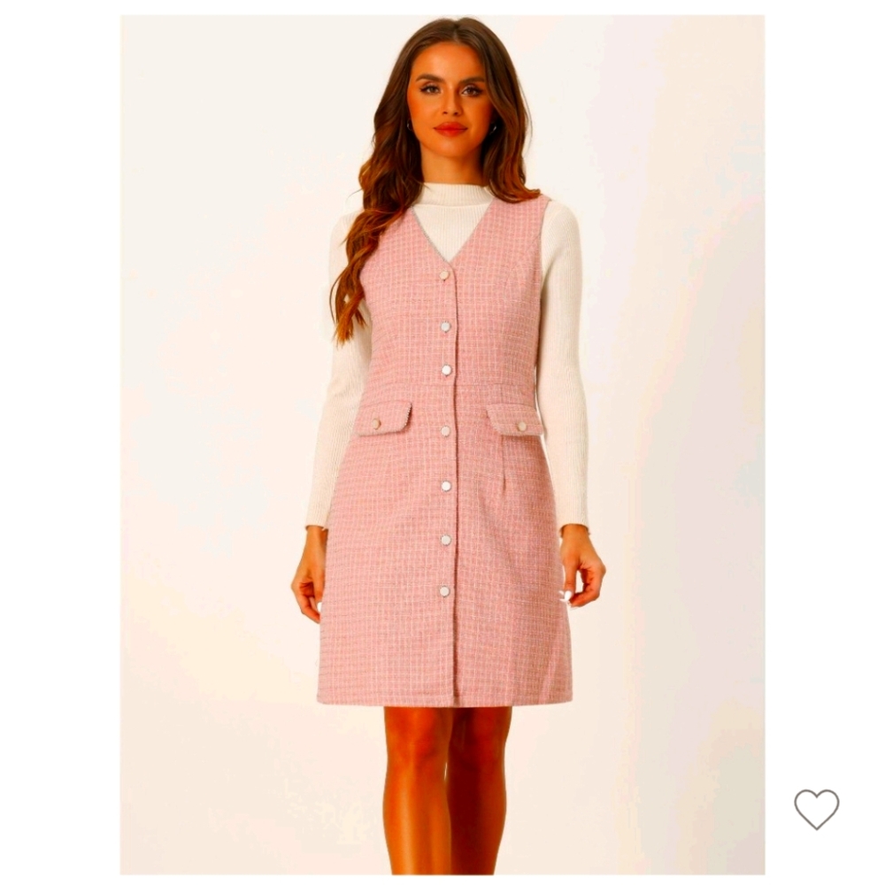 Pink Tweed Pinafore Dress